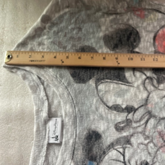 Disney Parks Graphic Knit Top Women L Gray Mickey Minnie Mouse Graphic Tunic Top - Picture 7 of 10
